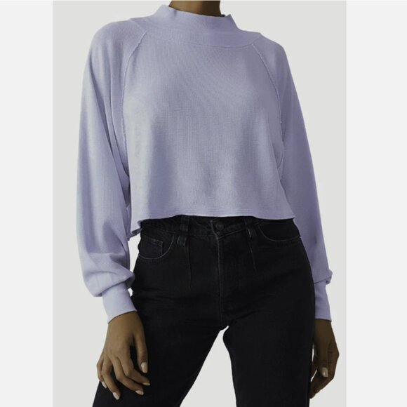 Free People We The Free Washed Violet Fun Times Turtle Thermal Pullover Top - Picture 1 of 4